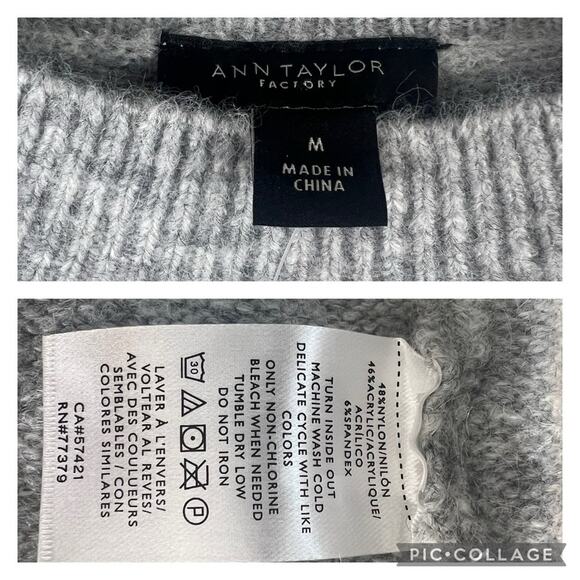 Ann Taylor New Pearlized Mock Neck Sweater Dress Size M Heathered Gray Soft Knit - Picture 10 of 13